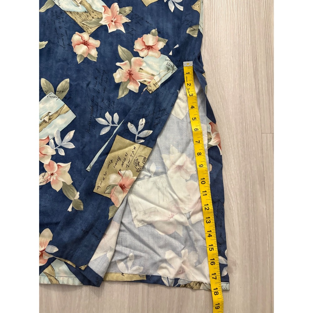 Caribbean Joe Women Maxi Dress Blue Tropical Floral Postcard Rayon Sleeveless XL - Picture 10 of 15